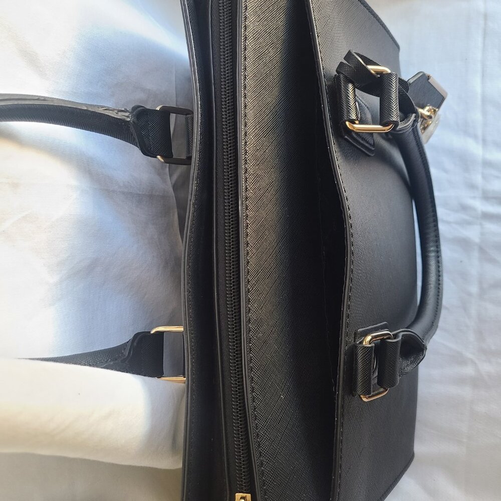 SOLD--Aldo Faux Leather Black Satchel Handbag Purse - Picture 5 of 11